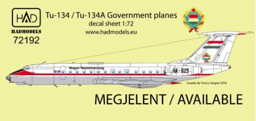 72192 1/72 72192 Tu-134 A Kormánygép/government
