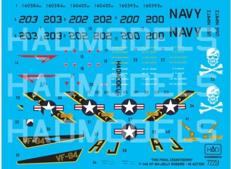 72251 1/72 72251 F-14A Jolly Rogers \"the final countdown\" part 2 main actors - In action
