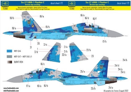 72260 1/72 72260 Su-27 UB Ukrainian digital camouflage decal sheet