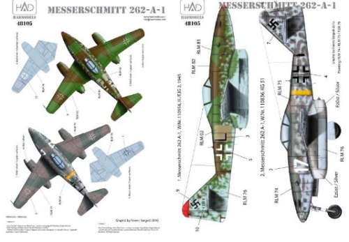 48105 1/48 48105 Messerschmitt Me 262 A-1 (Luftwaffe black \"L\", white 17)