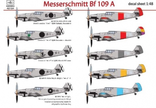 48184 1/48 48184 Messerschmitt Bf 109 A ( V3 6.1, .6-1, .6-2, .6,-15)