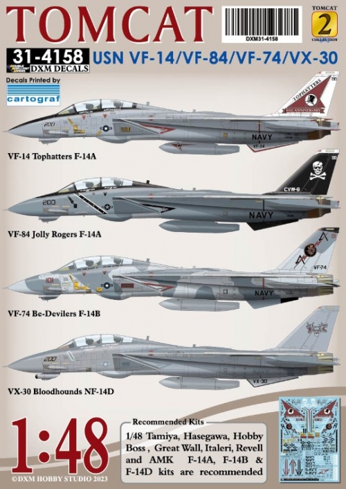 DXM31-4158 1/48 USN F-14A/B/D VF-14/74/84/ & VX-30 Collection #2