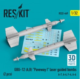 RS32-0449 1/32 GBU-12 (A,B) \"Paveway I\" laser guided bombs (2 pcs) (A-7, A-4, F-4, A-6) (3D Printed)