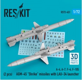 [사전 예약] RS72-0451 1/72 AGM-45 \"Shrike\" missiles with LAU-34 launcher (2 pcs) (A-4, A-7, F-4, F-105) (3D Prin