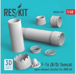 RSU48-0194 1/48 F-14 (B,D) "Tomcat" open exhaust nozzles for GWH kit (3D Printed) (1/48)