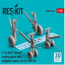 [사전 예약] RSU48-0262 1/48 F-14 (B,D) \"Tomcat\" landing gears with weighted wheels set for GWH kit (Resin & 3D P
