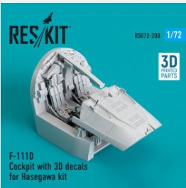RSU72-0208 1/72 F-111D Cockpit with 3D decals for Hasegawa kit (3D Printed) (1/72)