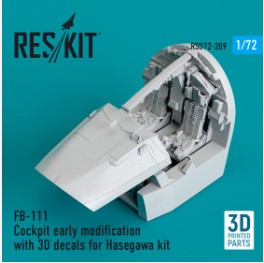 [사전 예약] RSU72-0209 1/72 FB-111 Cockpit early modification with 3D decals for Hasegawa kit (3D Printed) (1/72