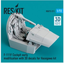 [사전 예약] RSU72-0211 1/72 F-111F Cockpit early modification with 3D decals for Hasegawa kit (3D Printed) (1/72
