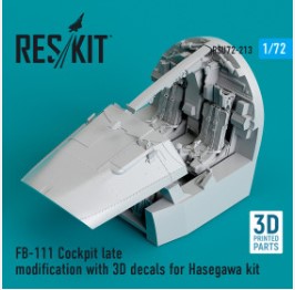 RSU72-0213 1/72 FB-111 Cockpit late modification with 3D decals for Hasegawa kit (3D Printed) (1/72)