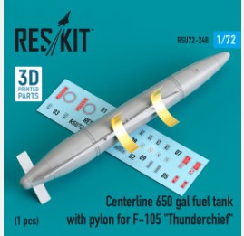 RSU72-0248 1/72 Centerline 650 gal fuel tank with pylons for F-105 \"Thunderchief\" (1 pcs) (3D Printe
