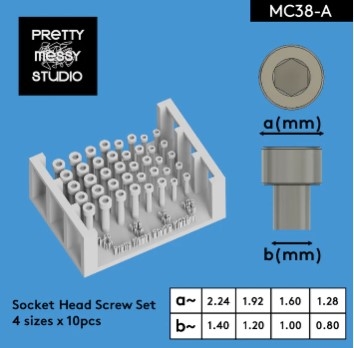 [사전 예약] MC38-A Socket Head Screw Set 4 sizes x 10 pcs Detail-up Screw Set 3D Printed