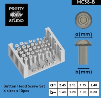 [사전 예약] MC38-B Button Head Screw Set 4 sizes x 10 pcs Detail-up Screw Set 3D Printed