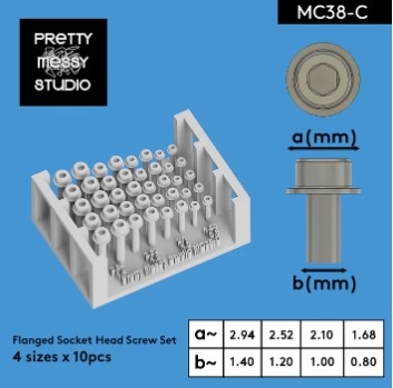 [사전 예약] MC38-C Flanged Socket Head Screw Set 4 sizes x 10 pcs Detail-up Screw Set 3D Printed