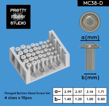 [사전 예약] MC38-D Flanged Button Head Screw Set 4 sizes x 10 pcs Detail-up Screw Set 3D Printed