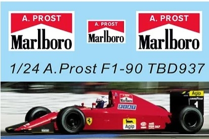 TBD937 1/24 Waterslide Decals For Ferrari F1-90 Alain Prost 1990 Decal TBD937