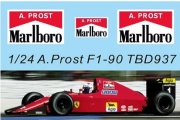 [사전 예약 ~12/4일] TBD937 1/24 Waterslide Decals For Ferrari F1-90 Alain Prost 1990 Decal TBD937