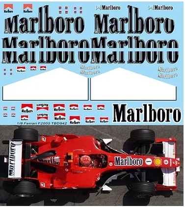 TBD942 1/8 Sponsor Decals x Ferrari F2005 Michael Schumacher ( RC Kyosho ) Decal TBD942