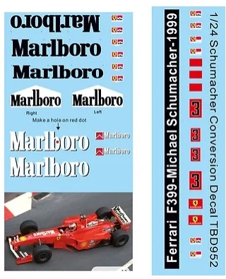 [사전 예약] TBD952 1/24 Conversion Decals For Ferrari F399 1999 Schumacher TBD952