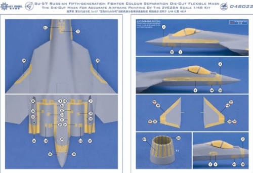 [사전 예약] D48022 1/48 Su-57 Blue 055/058 Camouflage Colour Separation for Zvezda