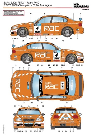 [사전 예약] 24096 1/24 BMW 320si [E90] - Team RAC BTCC 2009 Champion - Colin Turkington Recommend to use with LBTK16