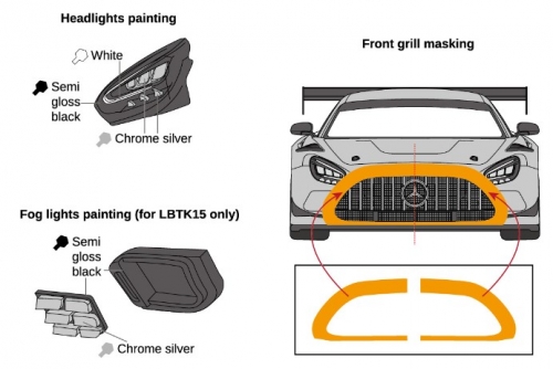 [사전 예약] LBTK15 1/24 Mercedes AMG GT3 Evo transkit set (Fog light version)