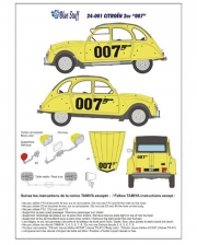 24-001 1/24 CITROËN 2cv "007" 1981 - 1/24 Decals & Resin for Tamiya 24164/89654 and Revell 7095 Blue