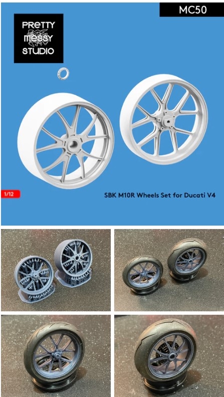 MC50 1/12 SBK M10R Wheels For Ducati V4 for Tamiya
