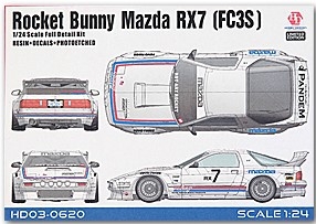 HD03-0620 1/24 Rocket Bunny Mazda RX7(FC3S) Full Detail Kit (Resin+PE+Decals+Metal Wheels+Metal part