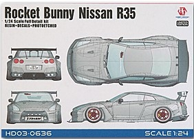 HD03-0636 1/24 Rocket Bunny Nissan R35 Full Detail Kit (Resin+PE+Decals+Metal parts+Metal Logo)