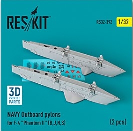 RS32-0392 1/32 NAVY Outboard pylons for F-4 \"Phantom II\" (B,J,N,S) (2 pcs) (3D Printed) (1/32)