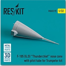 RSU32-0092 1/32 F-105 (G,D) \"Thunderchief\" nose cone with pitot tube for Trumpeter kit (Metal & 3D