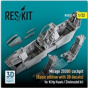 RSU32-0093 1/32 Mirage 2000B cockpit (Basic edition with 3D decals) for Kitty Hawk / Zimimodel kit (