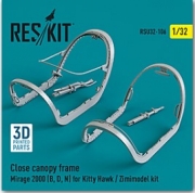 RSU32-0106 1/32 Close canopy frame Mirage 2000 (B,D,N) for Kitty Hawk / Zimimodel kit (3D Printed) (