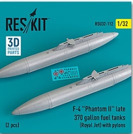 RSU32-0112 1/32 F-4 \"Phantom II\" late 370 gallon fuel tanks (Royal Jet) with pylons (2 pcs) (3D Pr