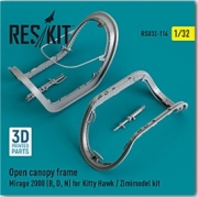 RSU32-0114 1/32 Open canopy frame Mirage 2000 (B,D,N) for Kitty Hawk / Zimimodel kit (3D Printed) (1