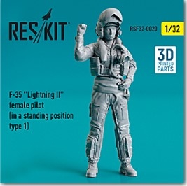 [사전 예약] RSF32-0020 1/32 F-35 \"Lightning II\" female pilot (in a standing position- type 1) (3D Printed) (1/