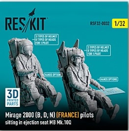 [사전 예약] RSF32-0032 1/32 Mirage 2000 (B, D, N) (FRANCE) pilots sitting in ejection seat MB Mk.10Q (2 pcs) (3D
