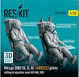 [사전 예약] RSF32-0033 1/32 Mirage 2000 (B, D, N) (GREECE) pilots sitting in ejection seat MB Mk.10Q (2 pcs) (3D