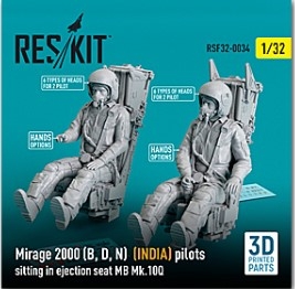 RSF32-0034 1/32 Mirage 2000 (B, D, N) (INDIA) pilots sitting in ejection seat MB Mk.10Q (2 pcs) (3D