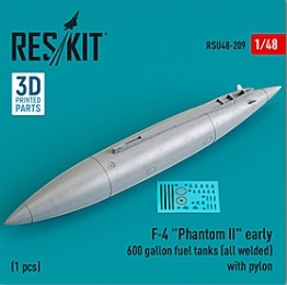 RSU48-0209 1/48 F-4 \"Phantom II\" early 600 gallon fuel tanks (all welded) with pylon (1 pcs) (3D P