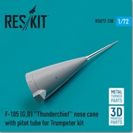 RSU72-0238 1/72 F-105 (G,D) \"Thunderchief\" nose cone with pitot tube for Trumpeter kit (Metal & 3D