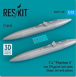 [사전 예약] RSU72-0239 1/72 F-4 \"Phantom II\" late 370 gallon fuel tanks (Royal Jet) with pylons (2 pcs) (3D Pr