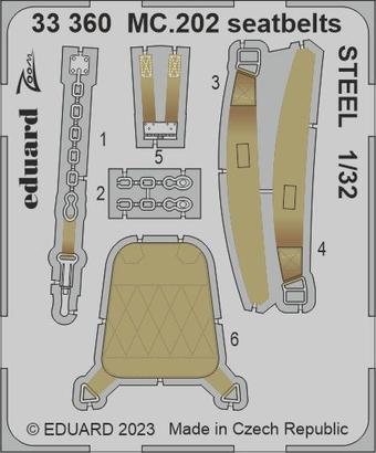 33360 1/32 MC.202 seatbelts STEEL 1/32 ITALERI