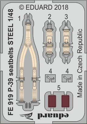 FE919 1/48 P-39 seatbelts STEEL 1/48 EDUARD