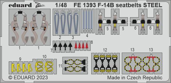 FE1393 1/48 F-14B seatbelts STEEL 1/48 GREAT WALL HOBBY
