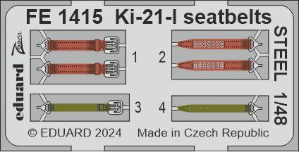 FE1415 1/48 Ki-21-I seatbelts STEEL 1/48 ICM