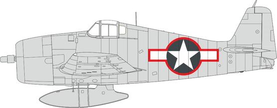 EX1003 1/48 F6F-3 US national insignia w/ red outline 1/48 EDUARD
